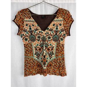 ⭐️ Vintage Y2K Boho Top Babydoll Floral Artsy Festival Coachella Groovy Hippie